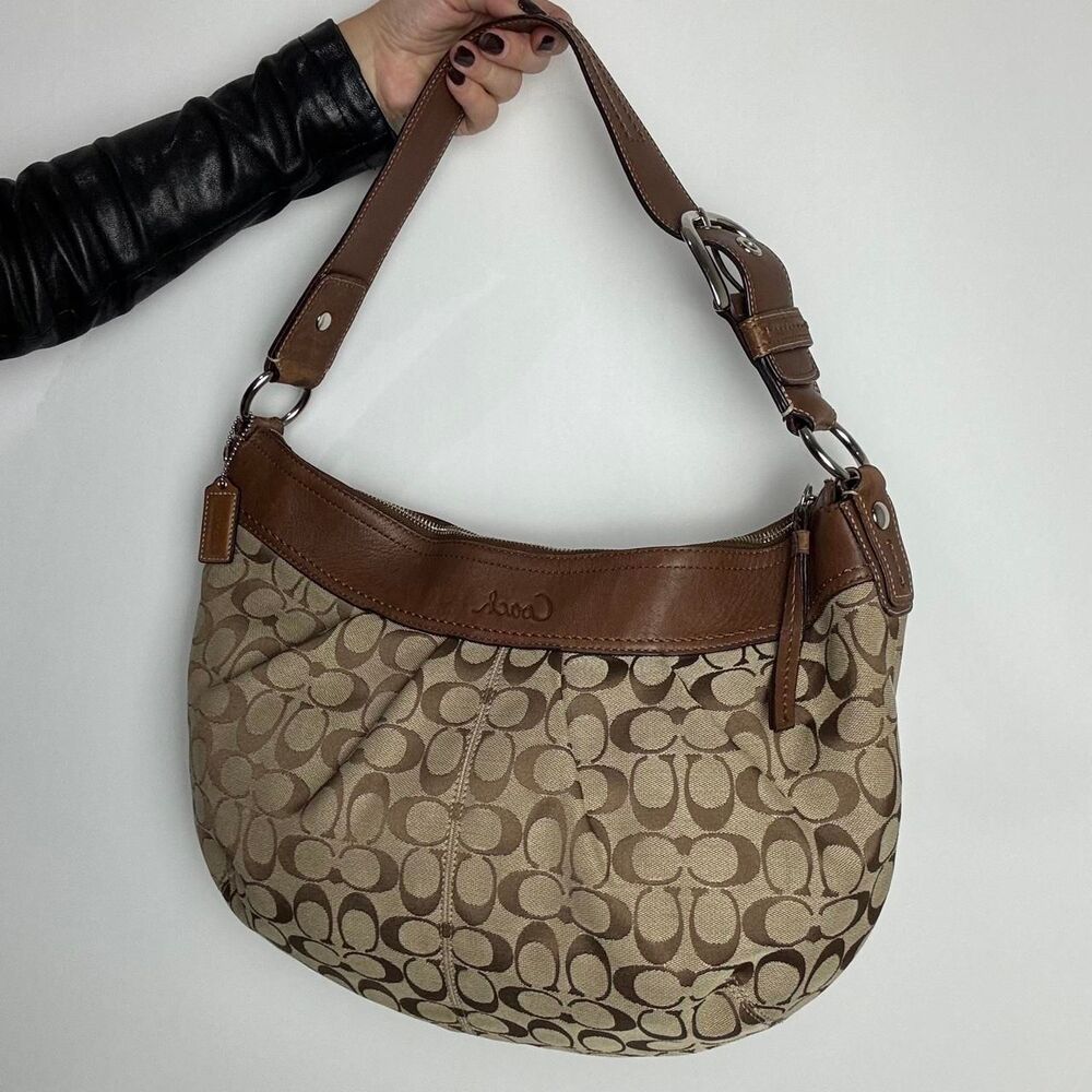 Coach vintage y2k brown signature canvas large hobo shoulder bag